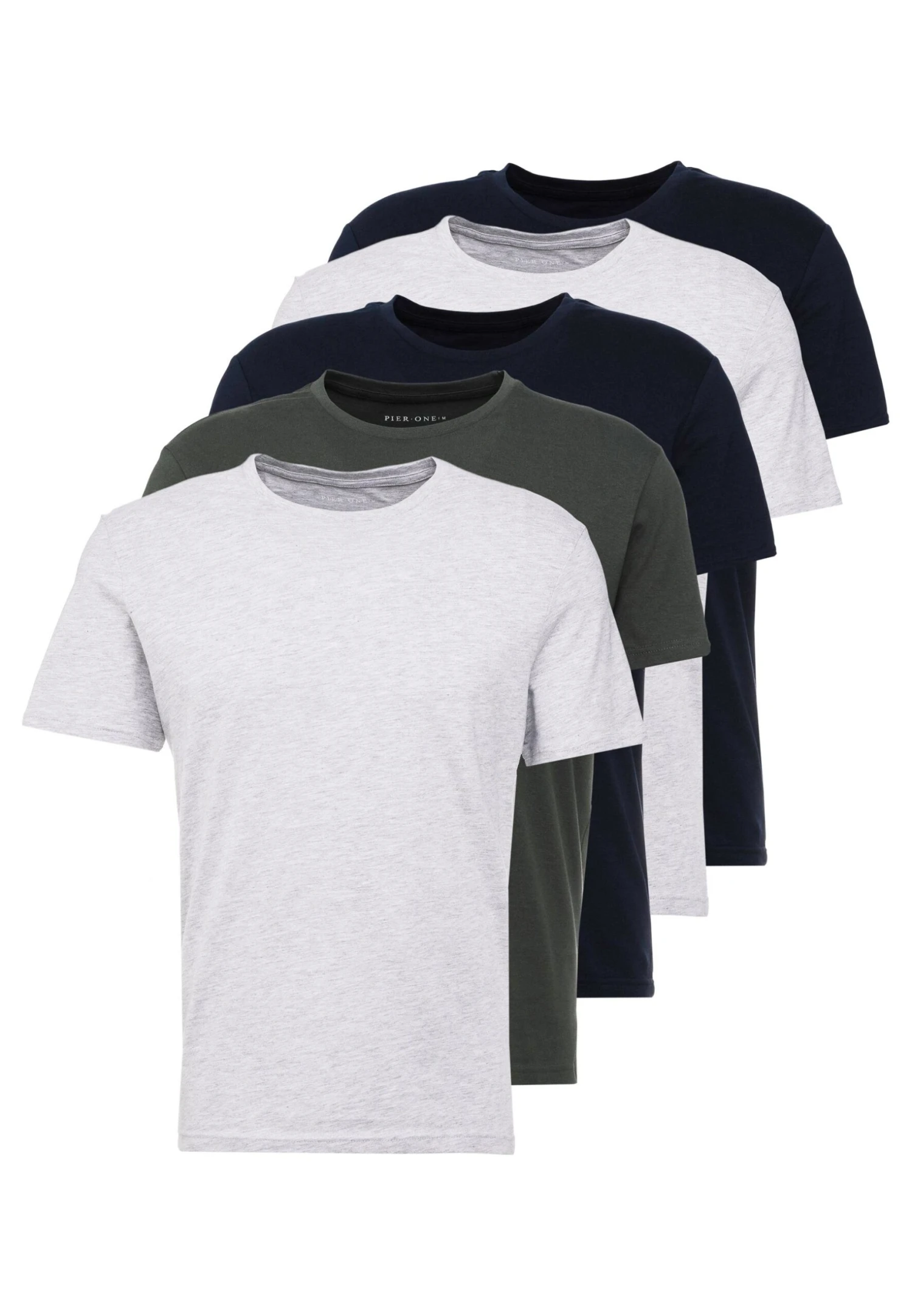 Pier One 5 Pack - T-Shirts - Dark Blue/Grey/Khaki 9 Pier One 5 Pack - T-Shirts - Dark Blue/Grey/Khaki - Bilde 7