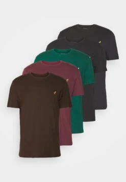 Pier One 5 Pack - T-Shirts - Bordeaux/Dark Green/Dark Blue -Pier One 695ee0a9459c4064b966a3f795bf7133