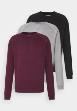Pier One 3 Pack - Sweatshirt - Bordeaux/Black/Grey
