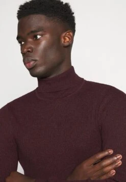 Pier One Muscle Fit Turtle - Strikkegenser - Mottled Bordeaux -Pier One 87bc9746f3cd48c78886c3726b9971e1