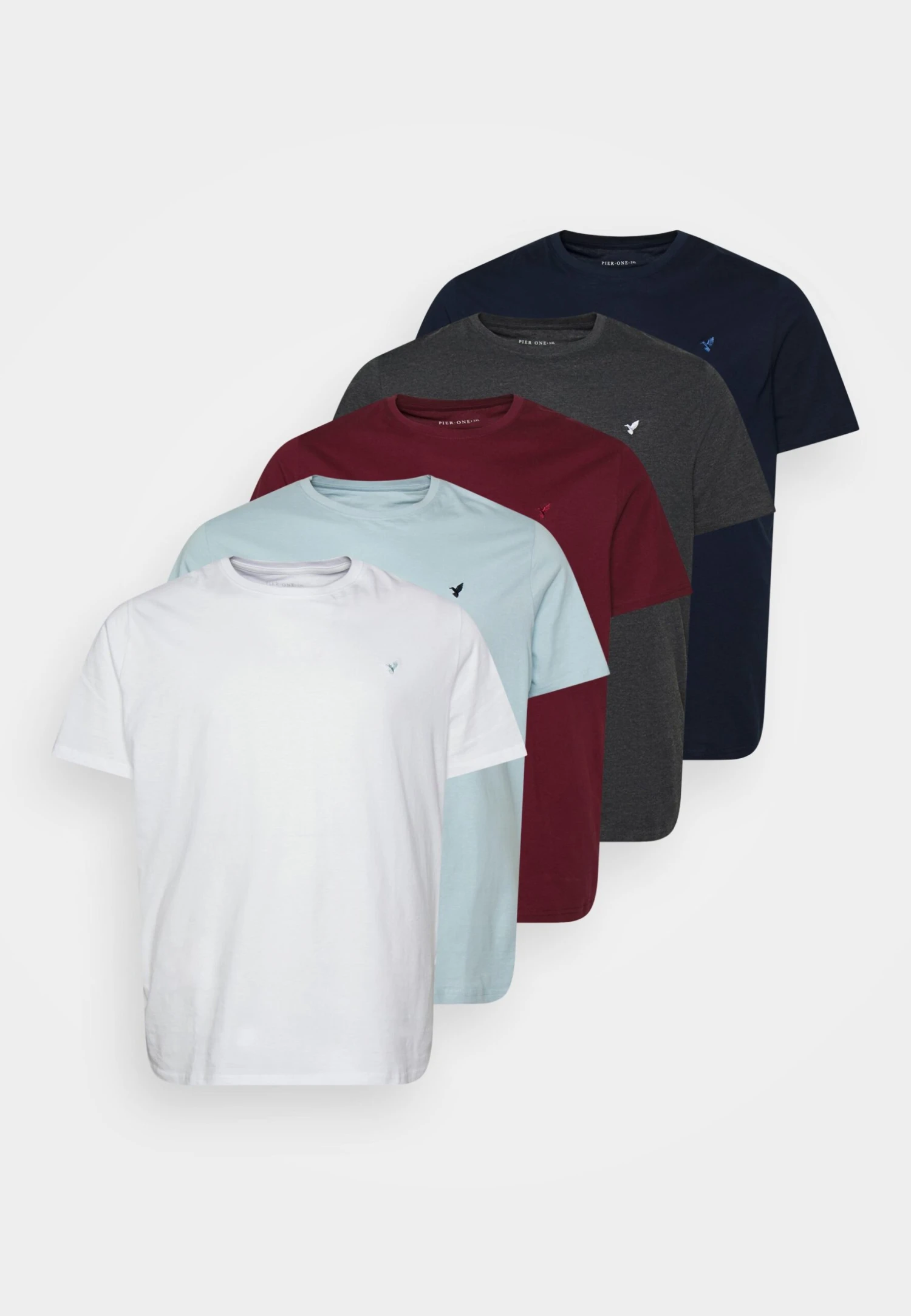 Pier One 5 Pack - T-Shirts - White/Mottled Dark Grey/Bordeaux 9 Pier One 5 Pack - T-Shirts - White/Mottled Dark Grey/Bordeaux - Bilde 7