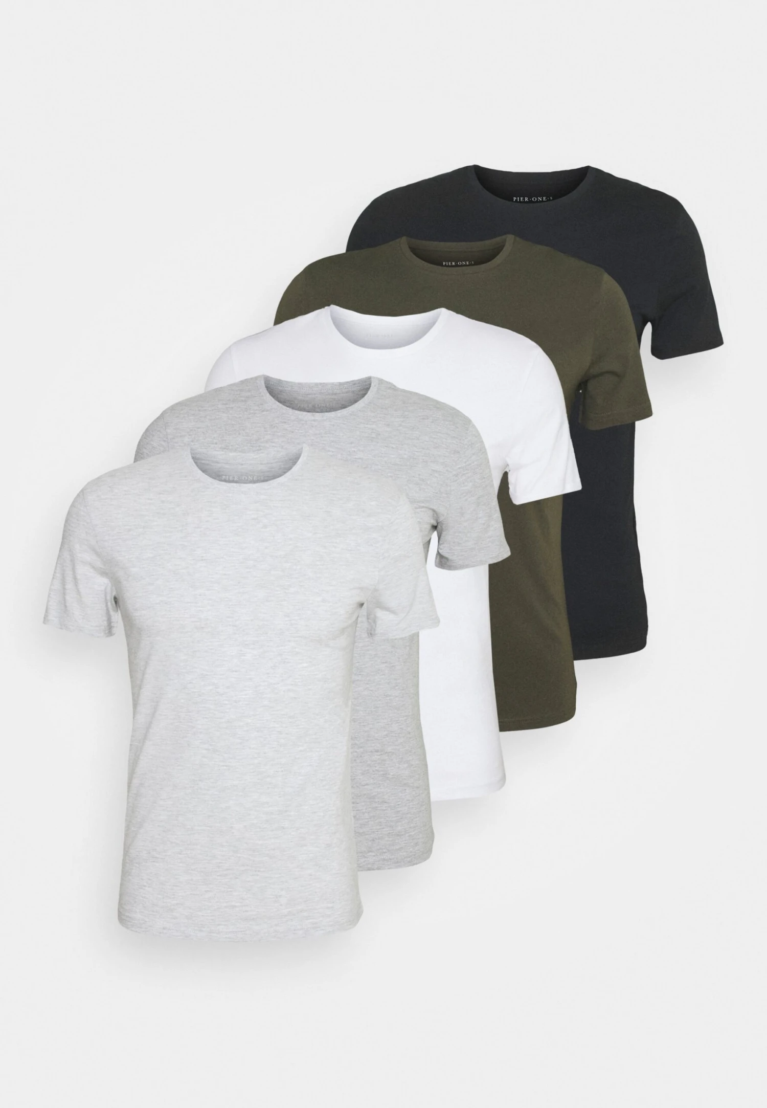 Pier One 5 Pack - T-Shirts - Black/White/Light Grey 10 Pier One 5 Pack - T-Shirts - Black/White/Light Grey - Bilde 8