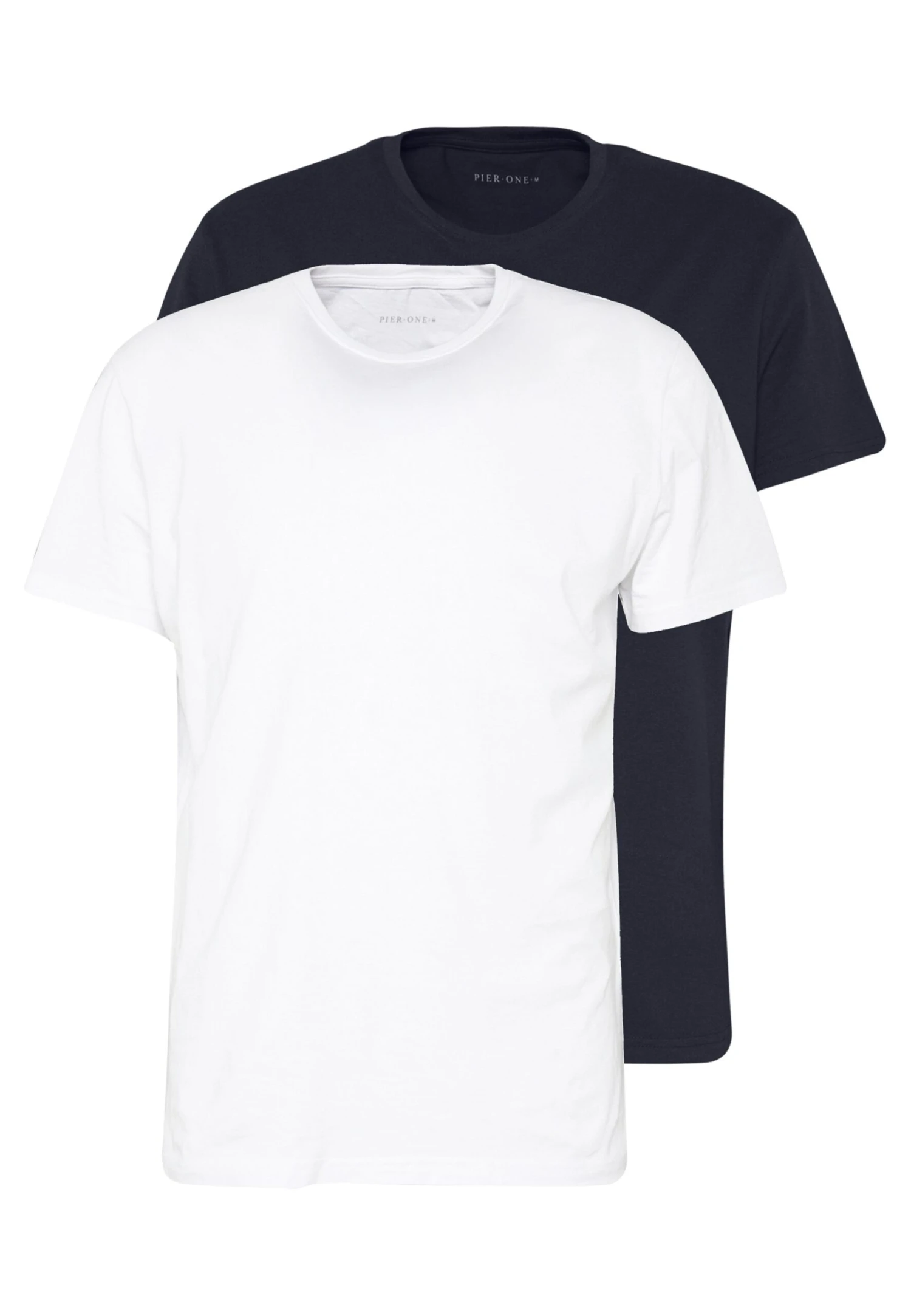 Pier One 2 Pack - T-Shirts - White/Dark Blue 3 Pier One 2 Pack - T-Shirts - White/Dark Blue