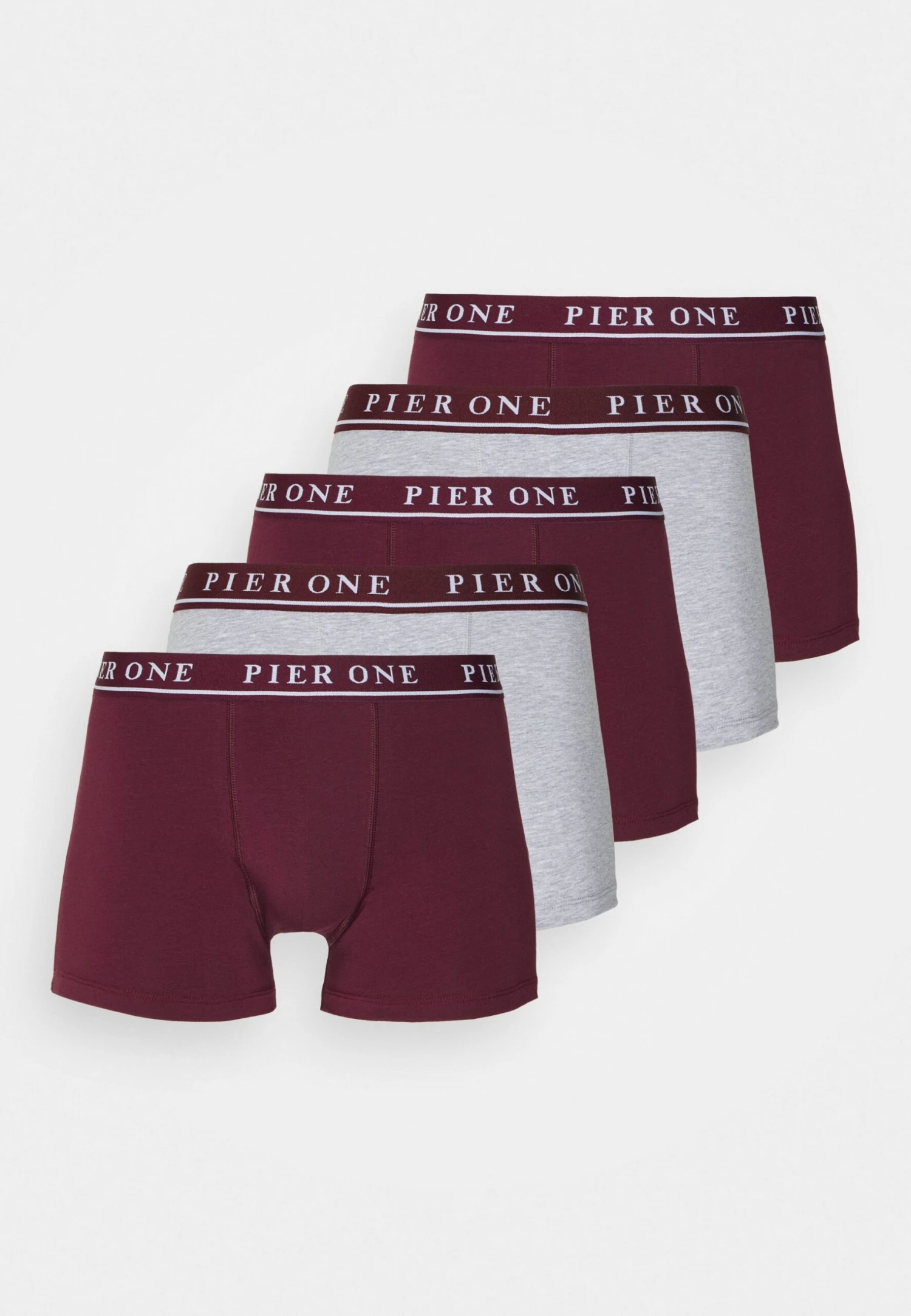 Pier One 5 Pack - Underbukse - Bordeaux/Mottled Grey 3 Pier One 5 Pack - Underbukse - Bordeaux/Mottled Grey