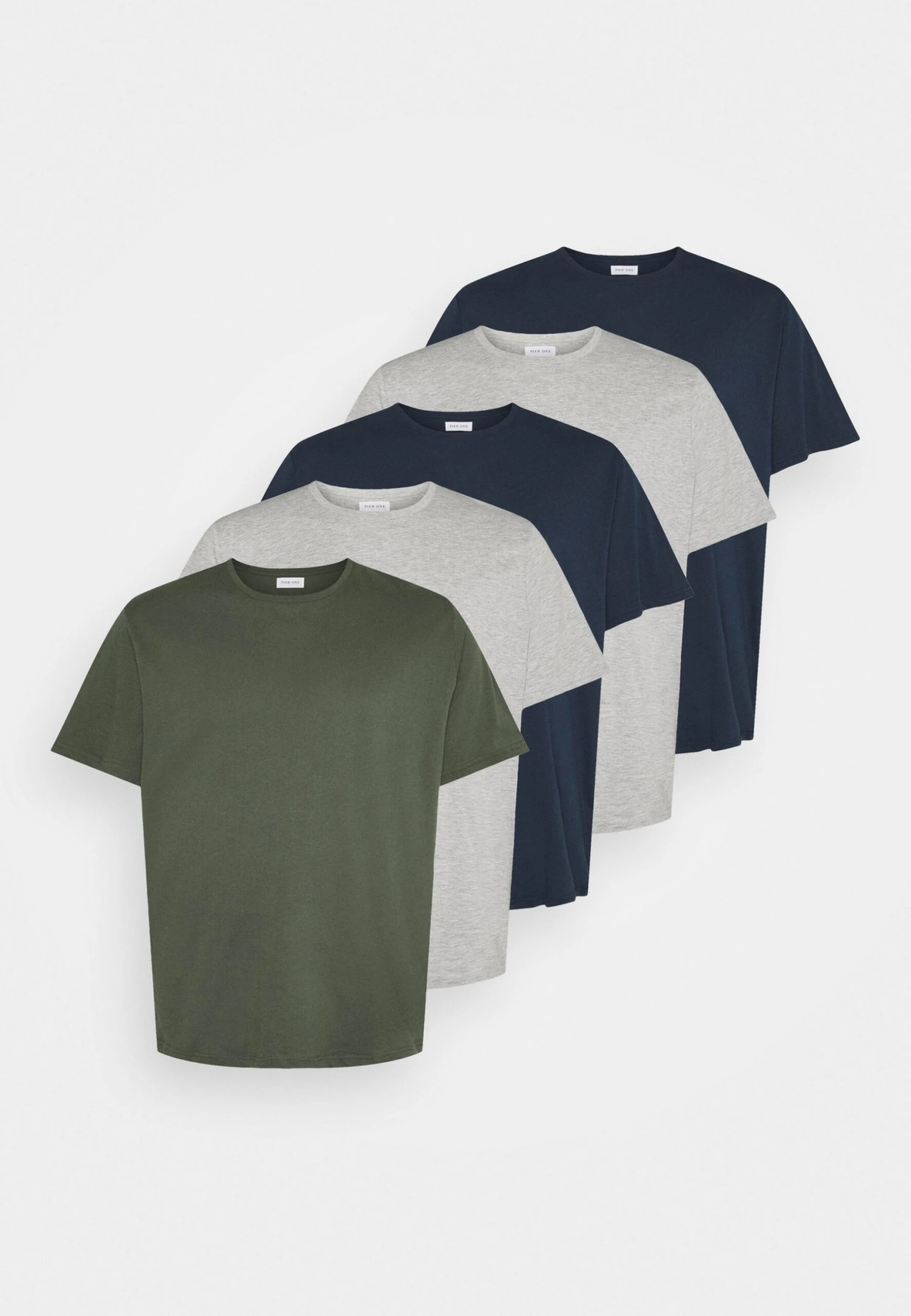 Pier One 5 Pack - T-Shirts - Khaki/Grey/Dark Blue 7 Pier One 5 Pack - T-Shirts - Khaki/Grey/Dark Blue - Bilde 5