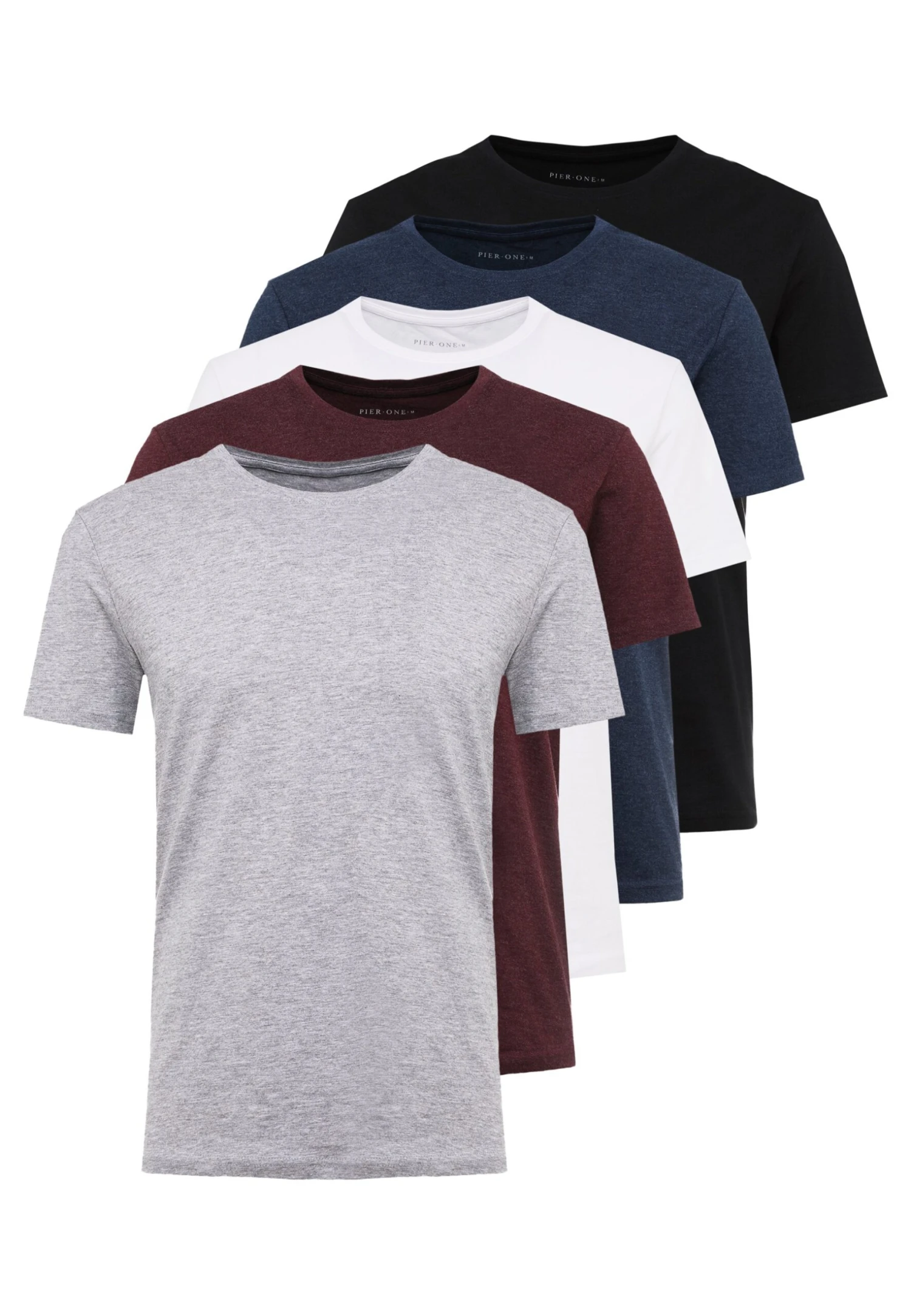 Pier One 5 Pack - T-Shirts - Mottled Bordeaux/White 8 Pier One 5 Pack - T-Shirts - Mottled Bordeaux/White - Bilde 6